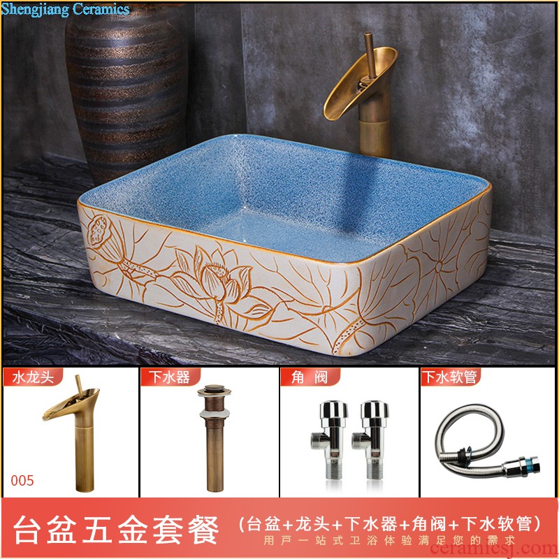 Lavatory ceramic household toilet wash face basin oval stage basin size lavabo European art