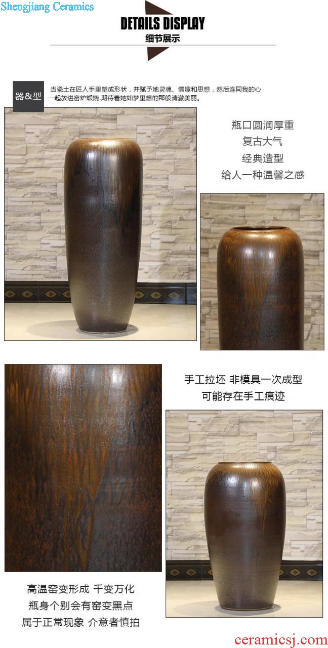 Jingdezhen ceramic creative flow porcelain glaze small vase household adornment hydroponic flowers inserted copper grass