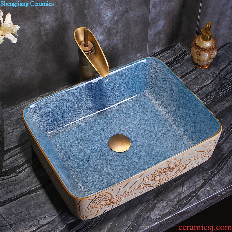 Lavatory ceramic household toilet wash face basin oval stage basin size lavabo European art