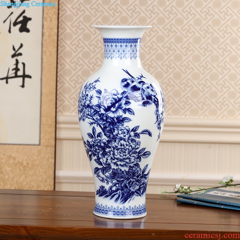 Jingdezhen ceramics lucky bamboo vase furnishing articles New Chinese style household adornment flower arranging large sitting room of ikea