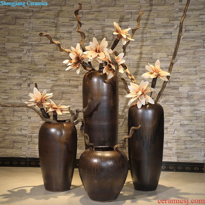 Jingdezhen ceramic creative flow porcelain glaze small vase household adornment hydroponic flowers inserted copper grass