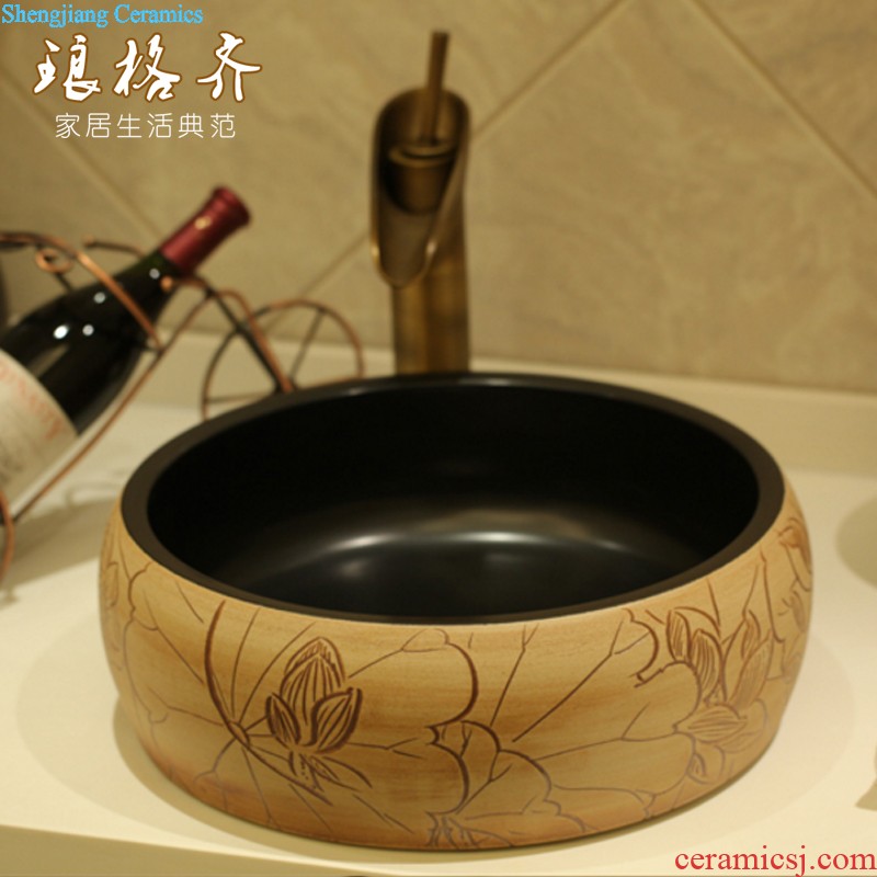 The package mailed the stage basin to jingdezhen ceramic lavabo that defend bath lavatory basin art pink hibiscus