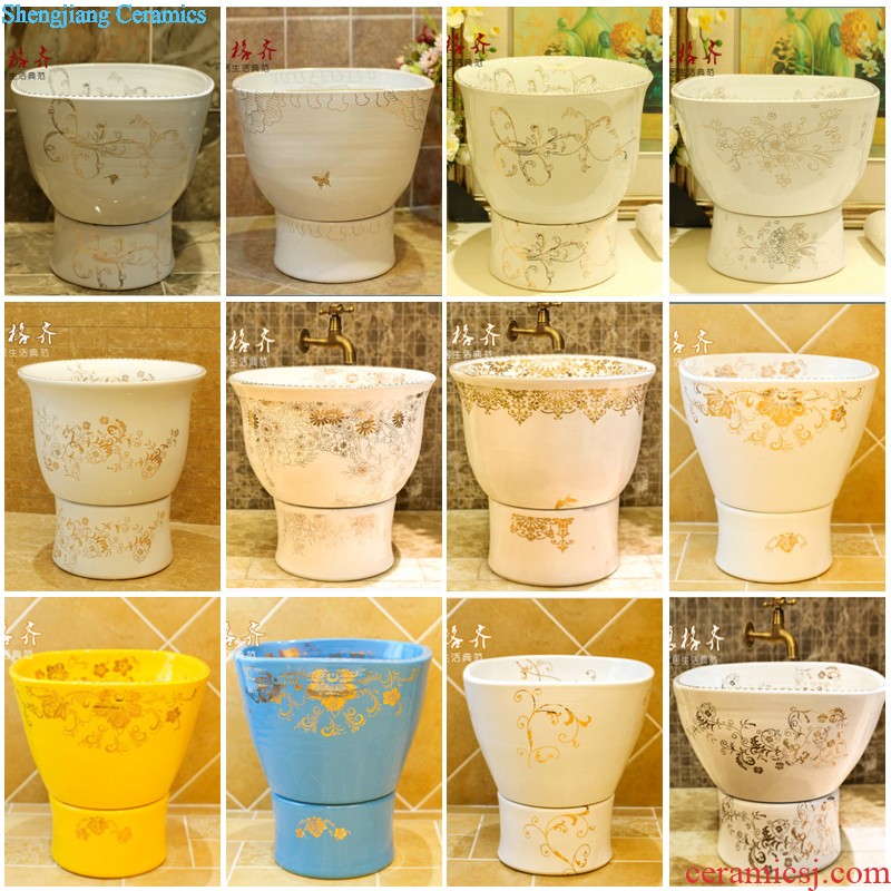 Post, qi stage basin ceramic lavabo archaize washbasin drum-shaped basin of Chinese style bathroom art antique reeds