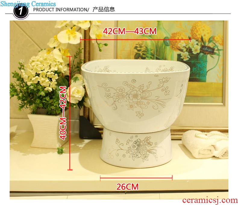 Post, qi stage basin ceramic lavabo archaize washbasin drum-shaped basin of Chinese style bathroom art antique reeds