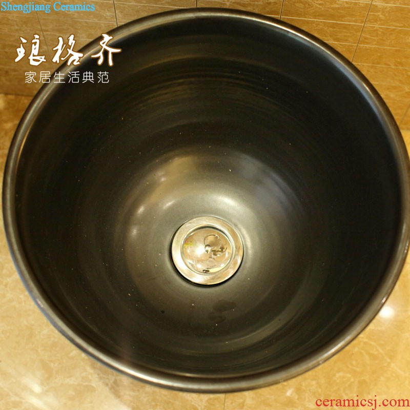 Increase the ellipse basin to jingdezhen ceramic lavabo lavatory basin art on stage Black wing chicken feather