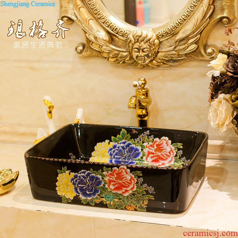 Koh larn, qi stage basin ceramic lavabo gold-plated lavatory basin of elliptic toilet art restoring ancient ways roses