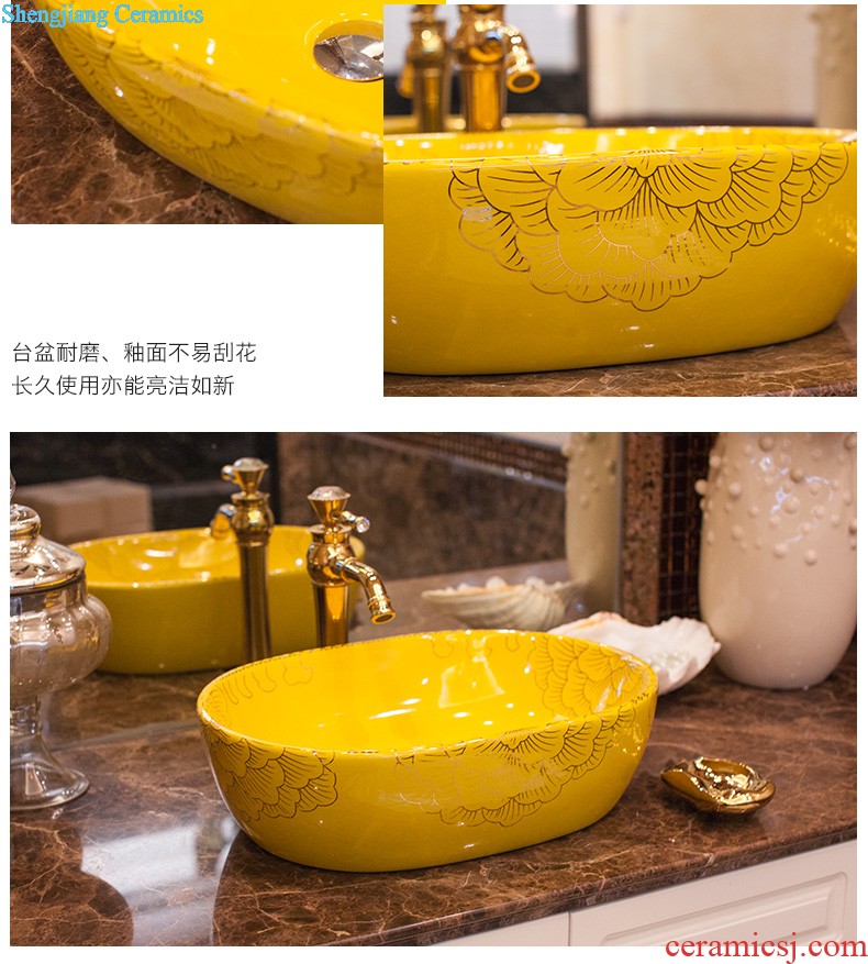 Koh larn, qi Jingdezhen ceramic toilet stage basin sink basin art basin sinks Blue half Dutch