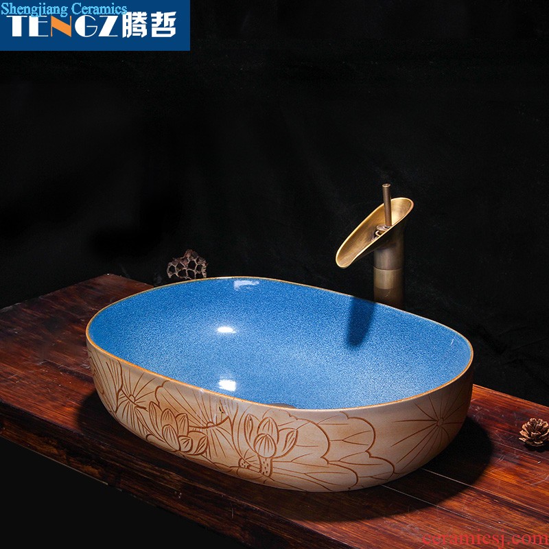 Europe type restoring ancient ways is the Mediterranean basin on the ceramic art basin oval Chinese style household square basin of wash one washbasin