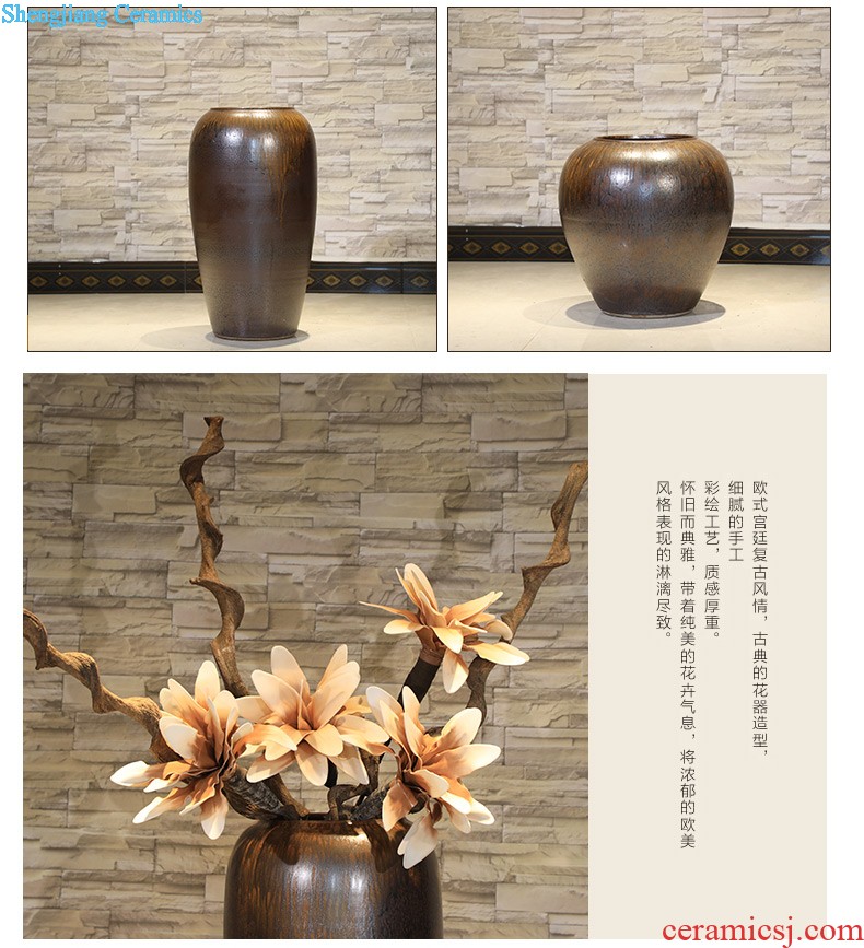 Jingdezhen ceramic creative flow porcelain glaze small vase household adornment hydroponic flowers inserted copper grass