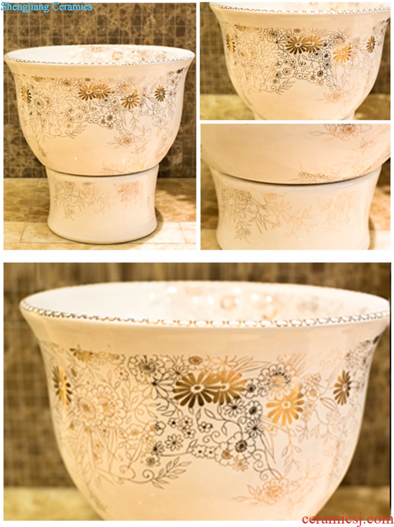 Post, qi stage basin ceramic lavabo archaize washbasin drum-shaped basin of Chinese style bathroom art antique reeds