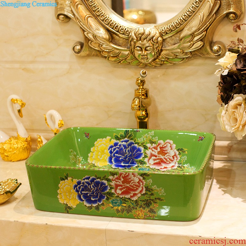 The package mailed the stage basin to jingdezhen ceramic lavabo that defend bath lavatory basin art square red maple