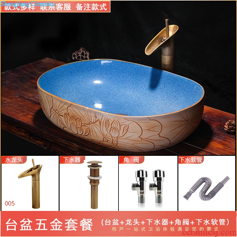 Europe type restoring ancient ways is the Mediterranean basin on the ceramic art basin oval Chinese style household square basin of wash one washbasin