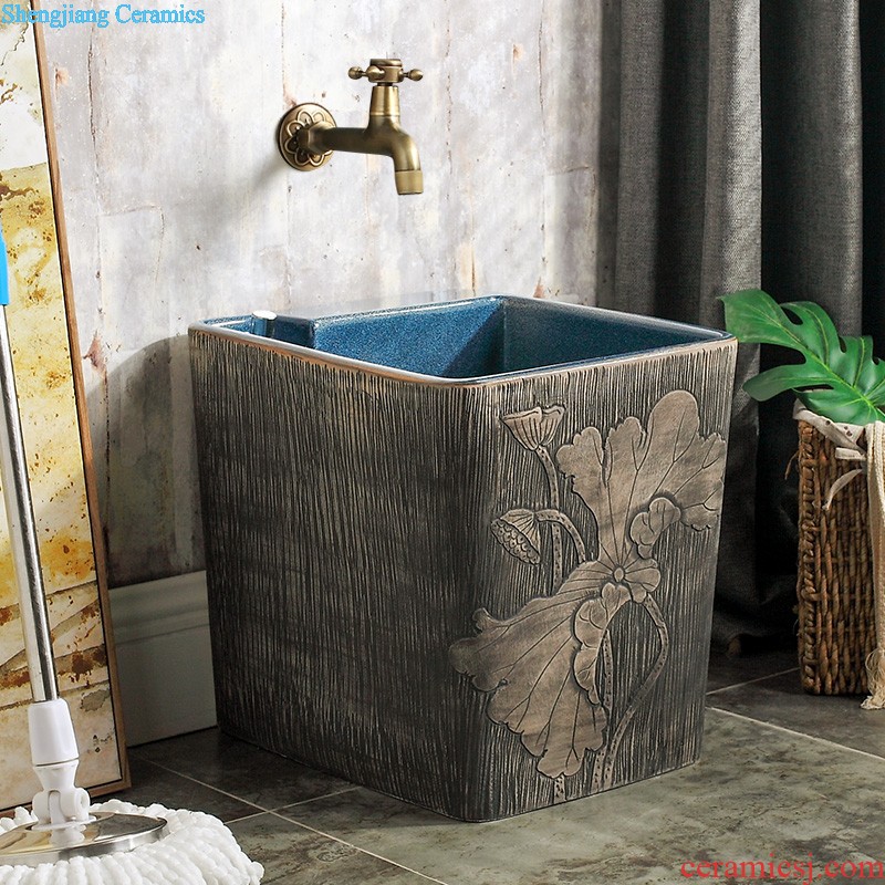 Koh larn, neat hand-drawn square stage basin ceramic lavabo art of the basin that wash a face basin sinks green lotus