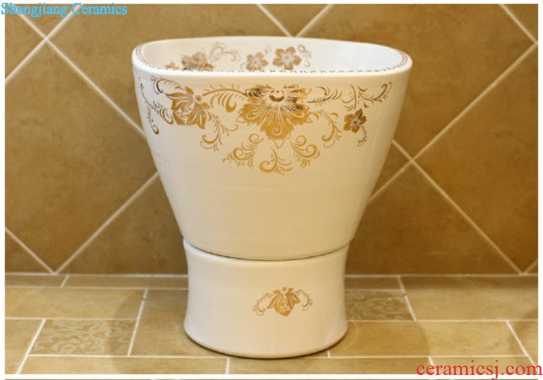 Post, qi stage basin ceramic lavabo archaize washbasin drum-shaped basin of Chinese style bathroom art antique reeds