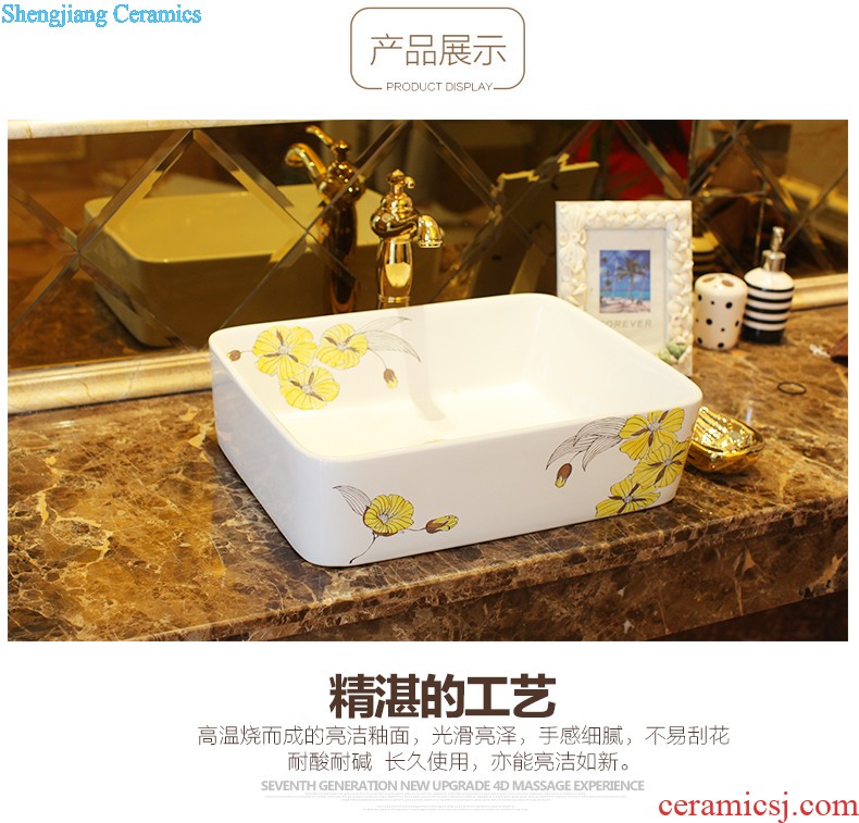 Koh larn, neat square stage basin ceramic lavabo that defend bath lavatory art basin of the basin that wash a face Blue and white