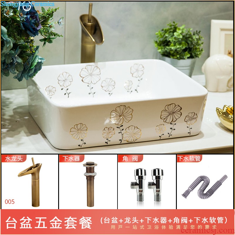 Ceramic basin stage basin sinks art circle european-style hand-painted toilet lavabo, the colour flower