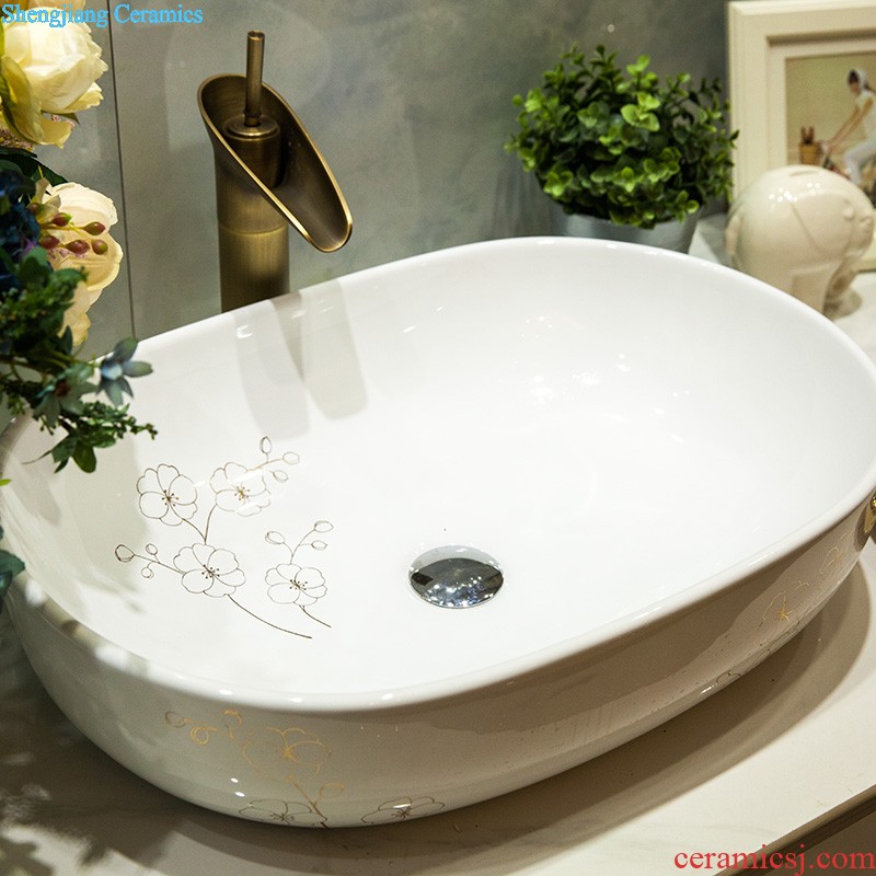 Jingdezhen European stage basin ceramic lavatory toilet lavabo, art small oval blue Jin Jian