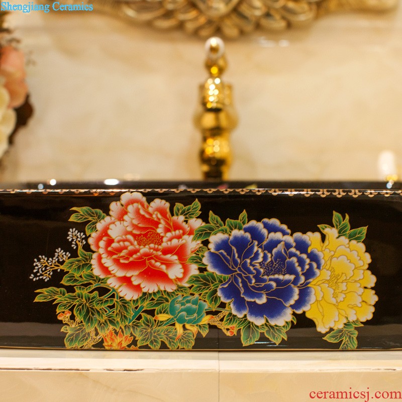 Koh larn, qi stage basin ceramic lavabo gold-plated lavatory basin of elliptic toilet art restoring ancient ways roses