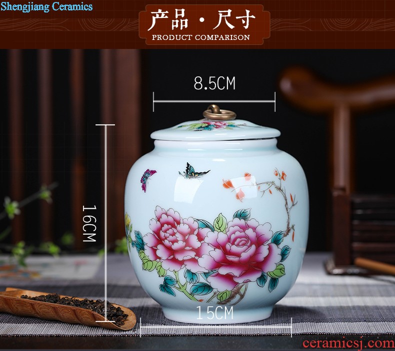 Large ceramic green tea, black tea pu-erh tea canister antique Chinese blue and white porcelain is classical sitting room place pot storage tank