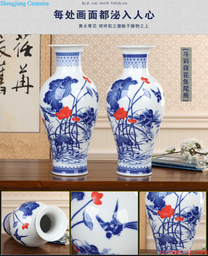 Jingdezhen ceramics lucky bamboo vase furnishing articles New Chinese style household adornment flower arranging large sitting room of ikea