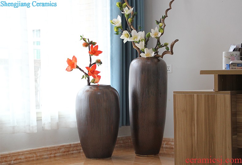 Dried flower color glaze kiln ceramic sitting room ground vase vase modern European hotels flower arranging large vases, furnishing articles