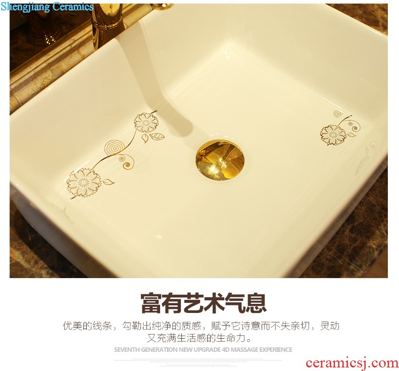 Koh larn, neat square stage basin ceramic lavabo that defend bath lavatory art basin of the basin that wash a face Blue and white