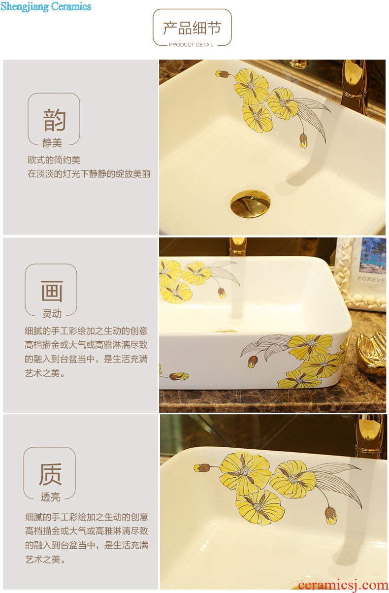 Koh larn, neat square stage basin ceramic lavabo that defend bath lavatory art basin of the basin that wash a face Blue and white