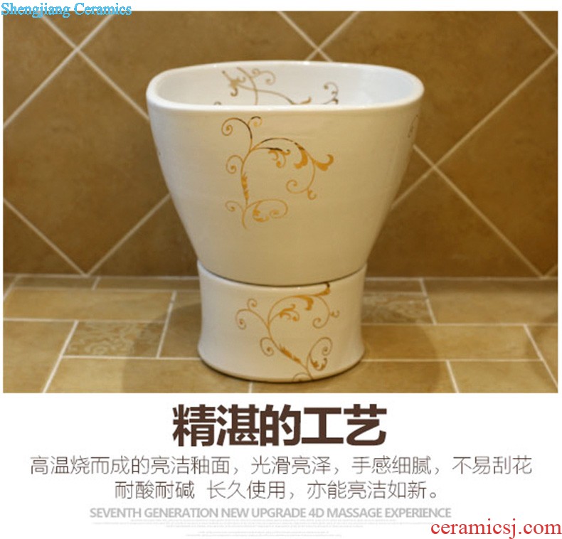 Post, qi stage basin ceramic lavabo archaize washbasin drum-shaped basin of Chinese style bathroom art antique reeds