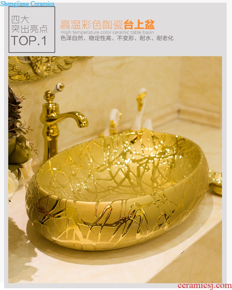 Jingdezhen American art square on the toilet lavabo lavatory basin basin on its golden flowers