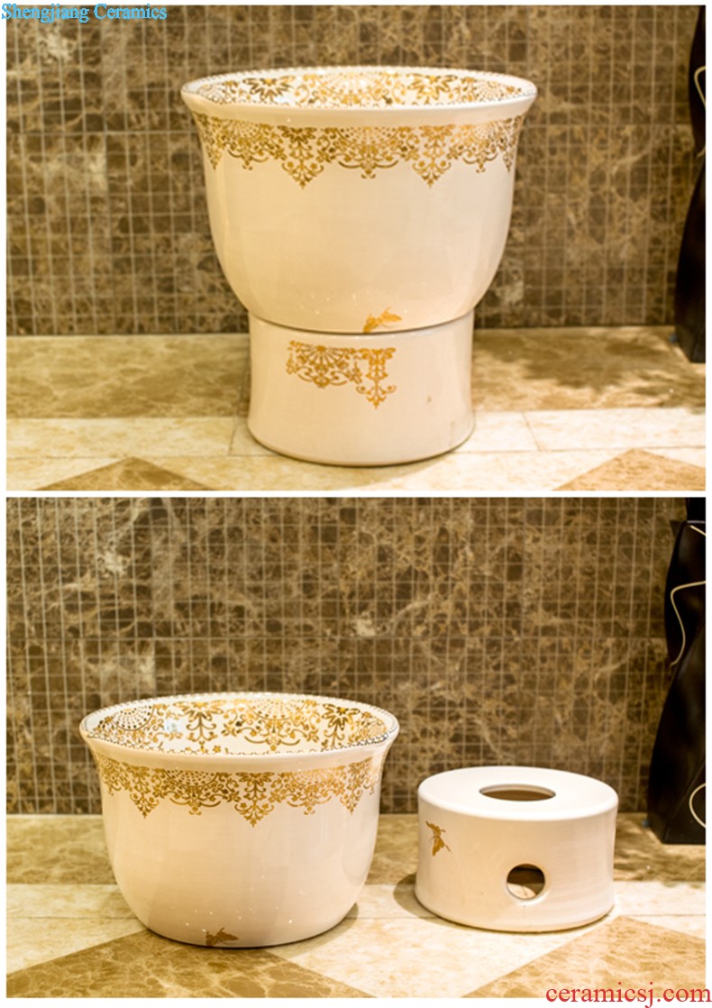 Post, qi stage basin ceramic lavabo archaize washbasin drum-shaped basin of Chinese style bathroom art antique reeds