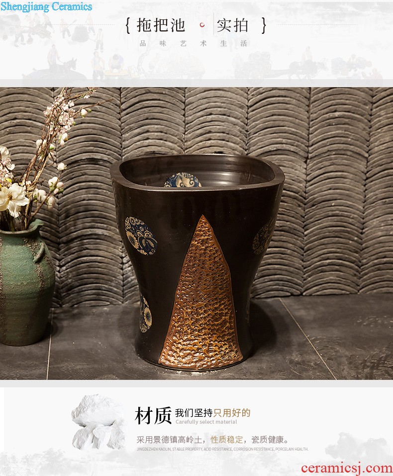 M beautiful ceramic mop pool Jingdezhen art mop basin to the balcony to mop pool 35 cm white crack qingyun