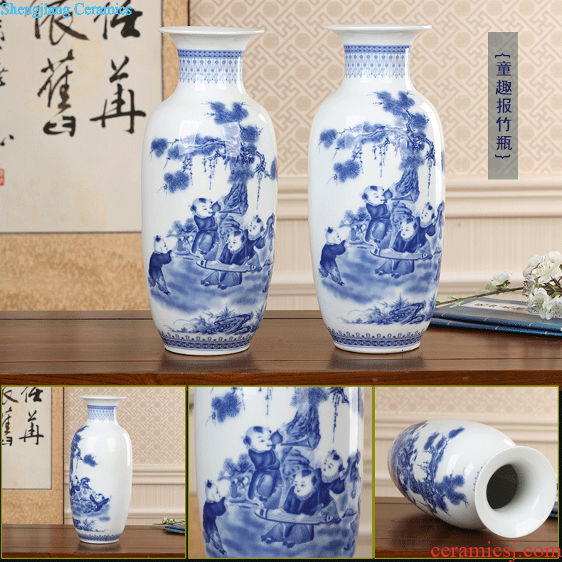 Jingdezhen ceramics lucky bamboo vase furnishing articles New Chinese style household adornment flower arranging large sitting room of ikea