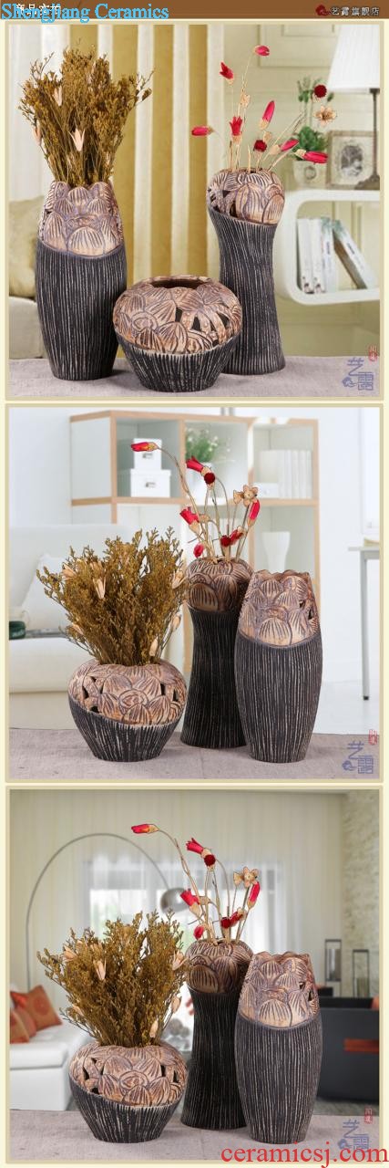 Metal glaze coarse pottery dried flower vase restoring ancient ways of jingdezhen ceramic sitting room place in modern Chinese Japanese flower arrangement