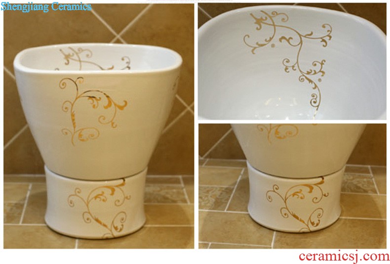 Post, qi stage basin ceramic lavabo archaize washbasin drum-shaped basin of Chinese style bathroom art antique reeds