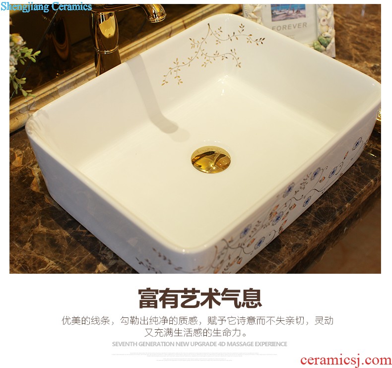 Koh larn, neat square stage basin ceramic lavabo that defend bath lavatory art basin of the basin that wash a face Blue and white