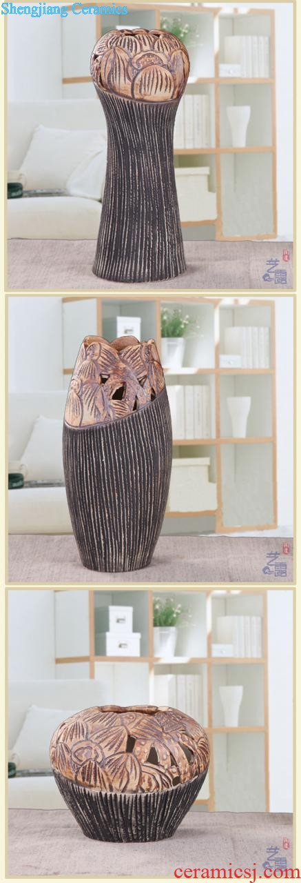 Metal glaze coarse pottery dried flower vase restoring ancient ways of jingdezhen ceramic sitting room place in modern Chinese Japanese flower arrangement