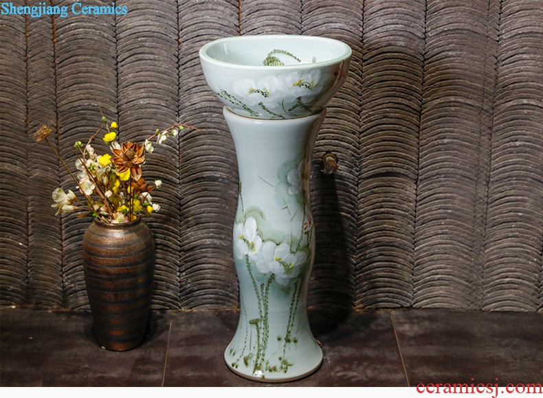 The balcony ceramic pillar lavabo one column vertical lavatory basin bathroom basin floor type household