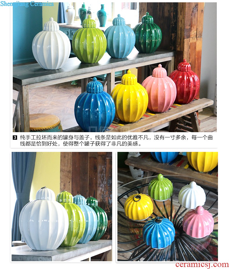 The geometry space Green glaze small caddy Jingdezhen ceramic seal storage tank puer tea and tea set decoration