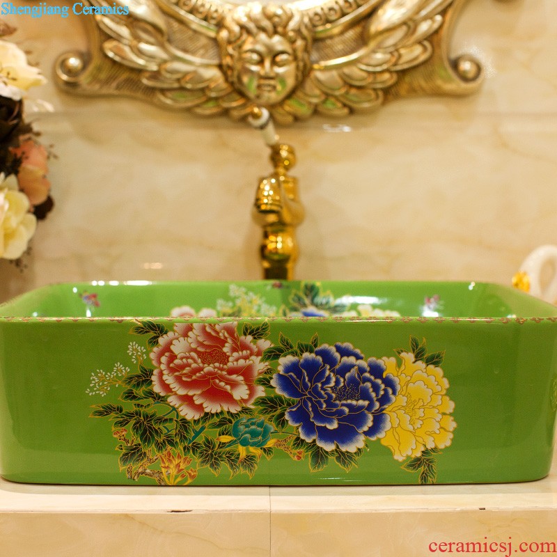 The package mailed the stage basin to jingdezhen ceramic lavabo that defend bath lavatory basin art square red maple