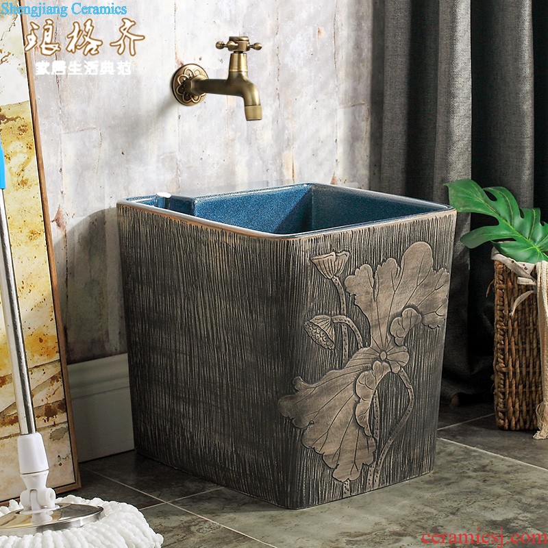 Koh larn, neat hand-drawn square stage basin ceramic lavabo art of the basin that wash a face basin sinks green lotus