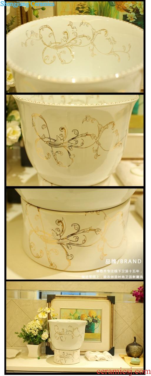 Post, qi stage basin ceramic lavabo archaize washbasin drum-shaped basin of Chinese style bathroom art antique reeds