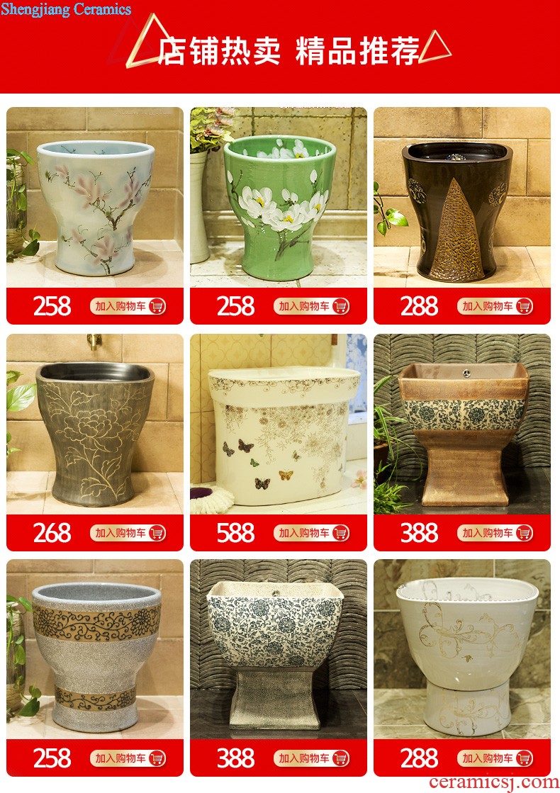 Post, qi stage basin ceramic lavabo archaize washbasin drum-shaped basin of Chinese style bathroom art antique reeds