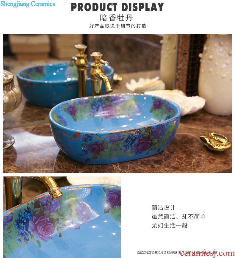 Koh larn, qi Jingdezhen ceramic toilet stage basin sink basin art basin sinks Blue half Dutch