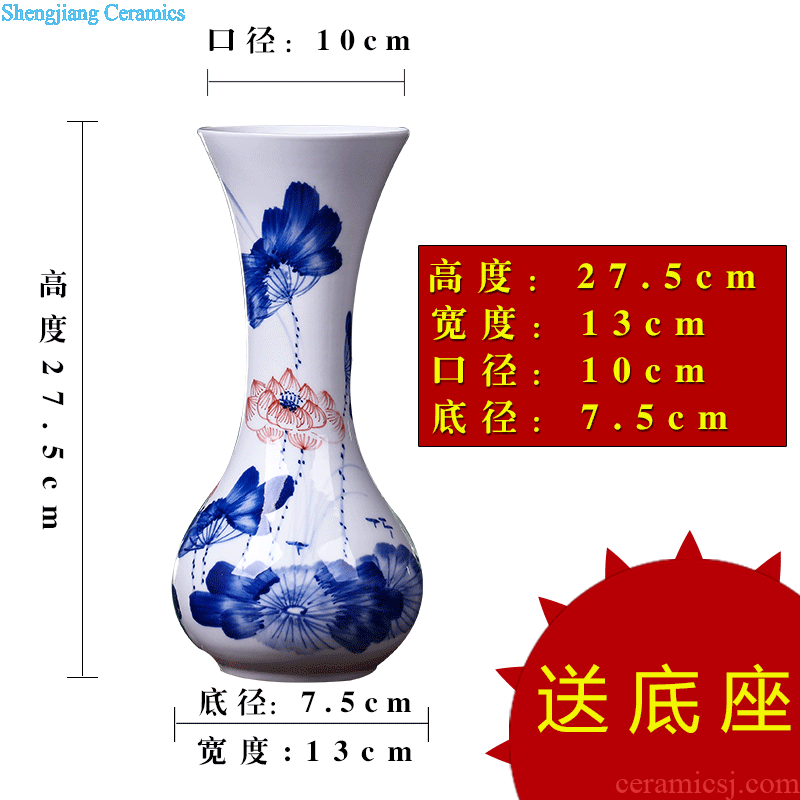 Red vase small home sitting room adornment is placed China red ceramics handicraft dry vase wedding gift