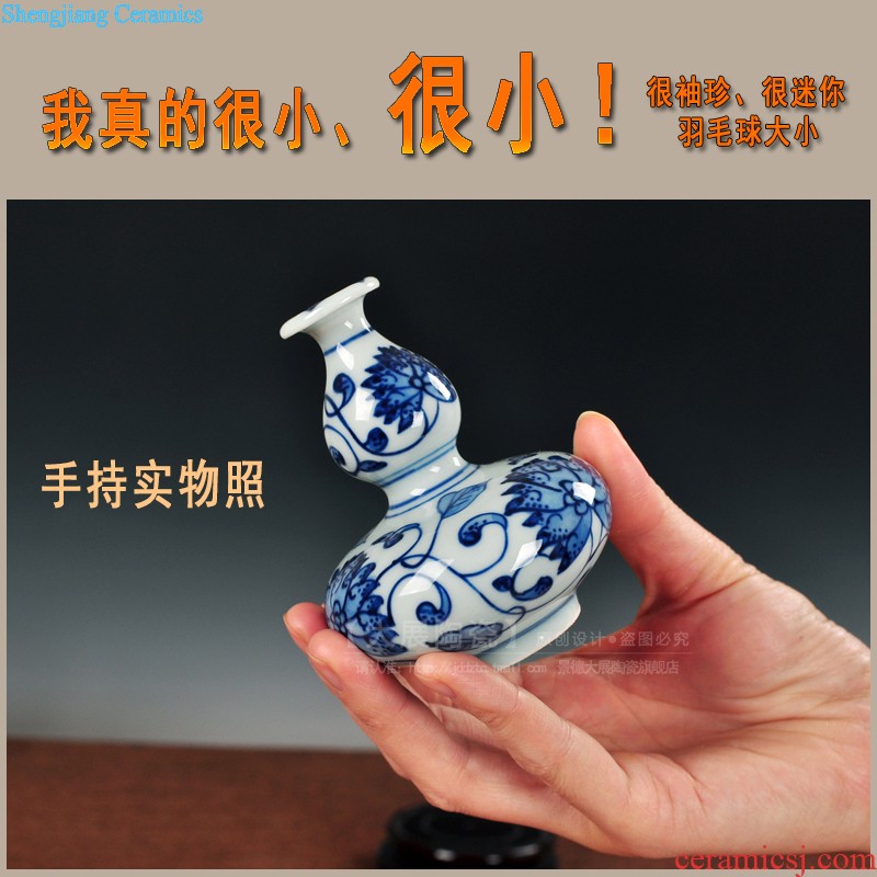 Hand painted small mouth of jingdezhen blue and white porcelain ceramic vase classical household porcelain rich ancient frame wine bottle decoration furnishing articles