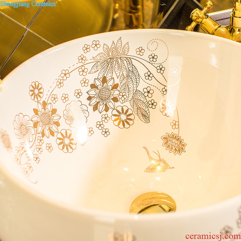 Koh larn, qi ceramic basin sinks art stage of the basin that wash a face toilet ellipse porcelain white yellow glaze Jin Fengyu