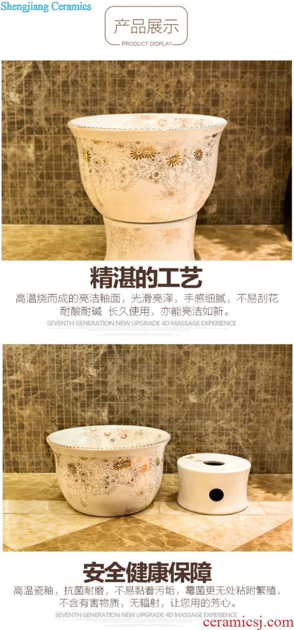 Post, qi stage basin ceramic lavabo archaize washbasin drum-shaped basin of Chinese style bathroom art antique reeds