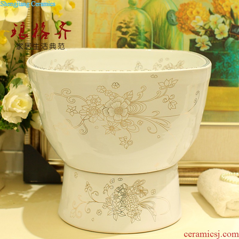 Post, qi stage basin ceramic lavabo archaize washbasin drum-shaped basin of Chinese style bathroom art antique reeds