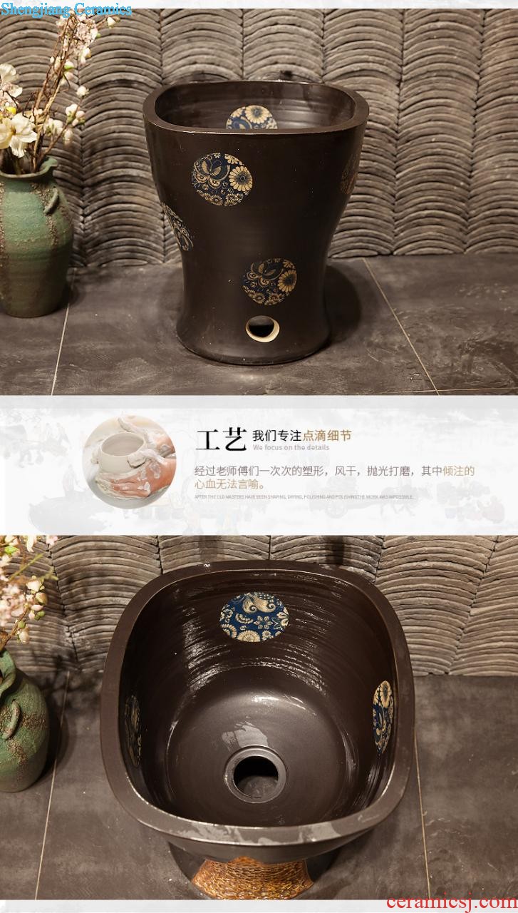 M beautiful ceramic mop pool Jingdezhen art mop basin to the balcony to mop pool 35 cm white crack qingyun