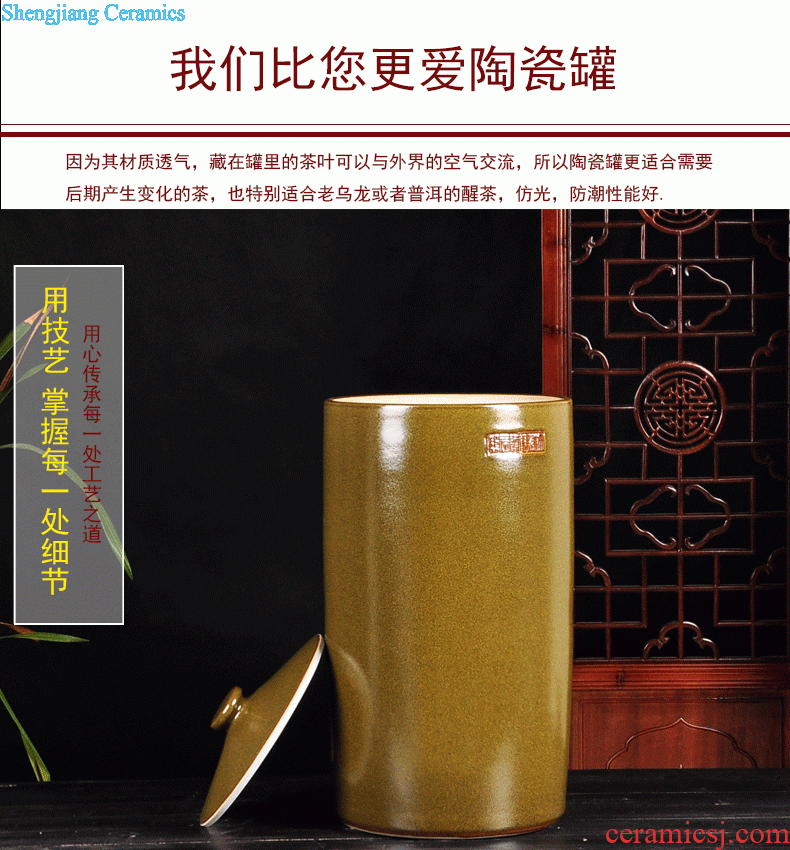 Jingdezhen pure hand-painted ceramic tea pot large pu 'er seven cakes tea urn tea boxes tea barrel storage POTS